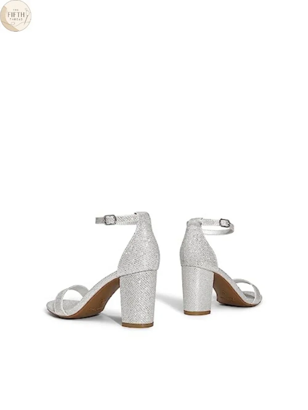 Women's 3-Inch Block Heel Sandals Ankle Strap Cushioned Glitter Buckle